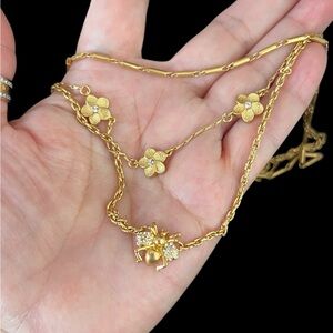 14 K GP triple necklace Nature inspired